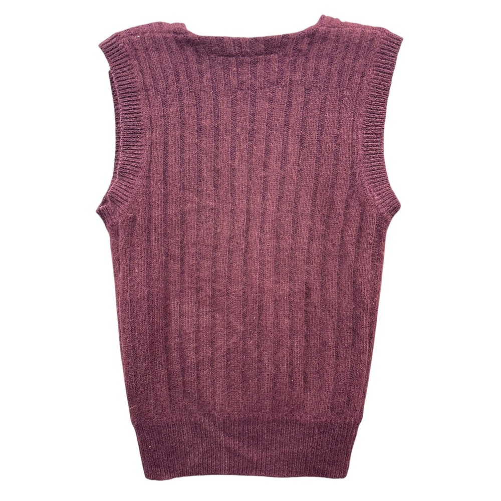 Vintage Cassidy Angora Silk‎ Wrap Sweater Vest Plum Soft Girl Cozy 90s Preppy S - Picture 2 of 6